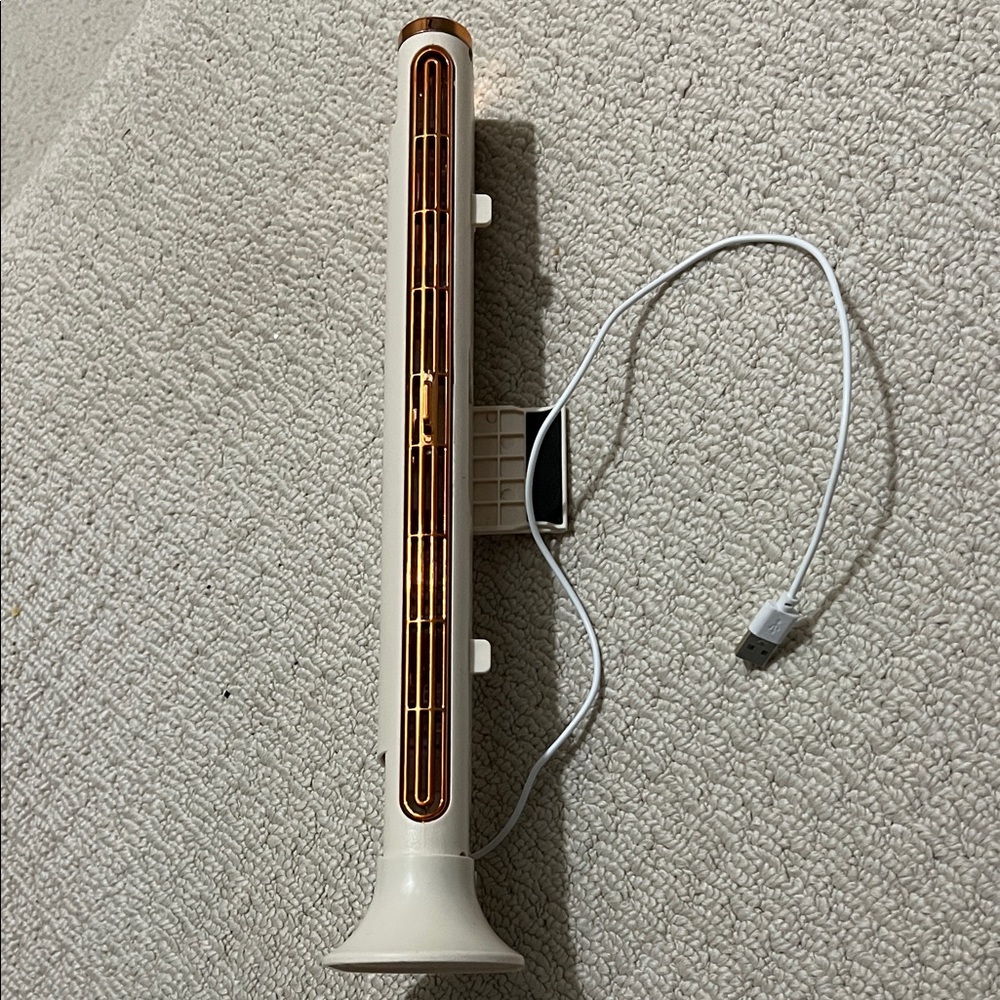 USB charged/powered Beige and Brown Tower Fan